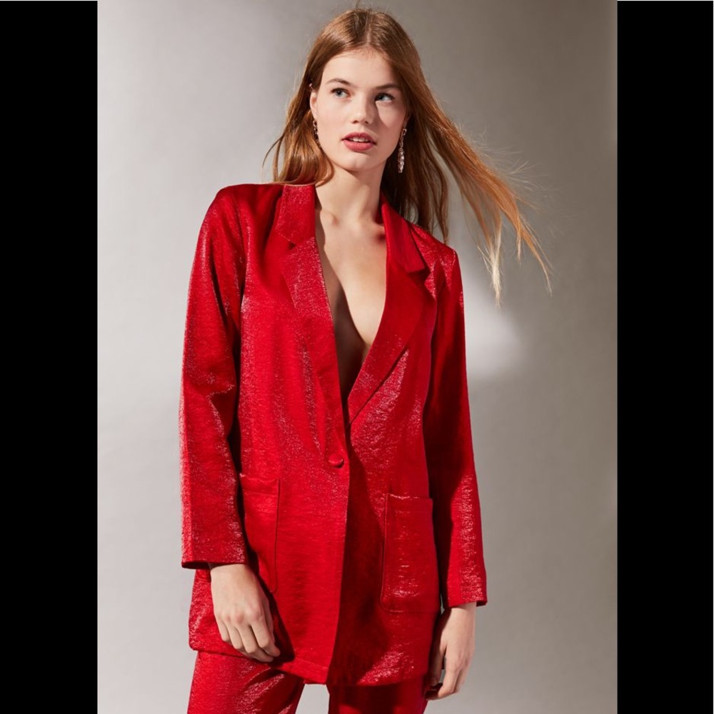 NWT Urban Outfitters Red Satin Blazer, Size XS